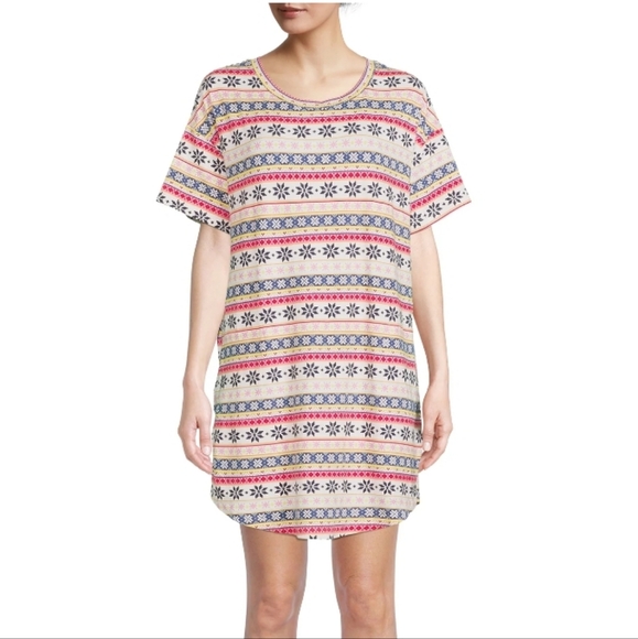 SECRET TREASURES Sleep Shirt Dress Fair Isle NWT - S/M - Picture 2 of 14